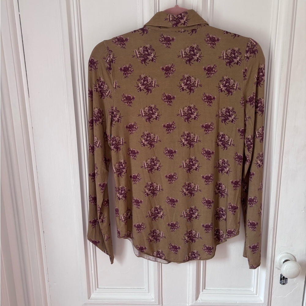 Women’s Wilfred Pose Long Sleeve Jersey Floral Button Up Shirt Size Medium - Picture 5 of 9